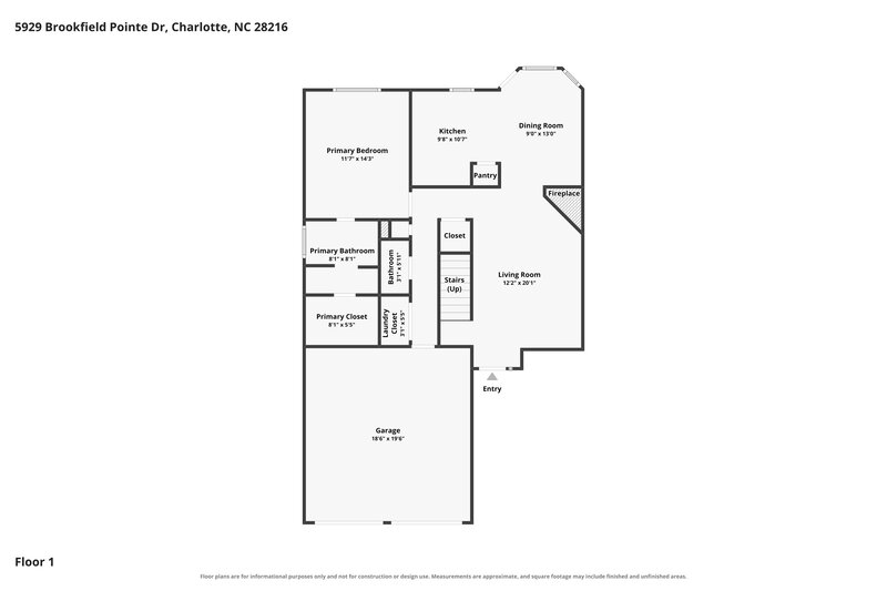 2,375/Mo, 5929 Brookfield Pointe Drive Charlotte, NC 28216 Floor Plan View