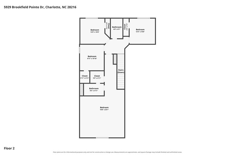2,375/Mo, 5929 Brookfield Pointe Drive Charlotte, NC 28216 Floor Plan View 2