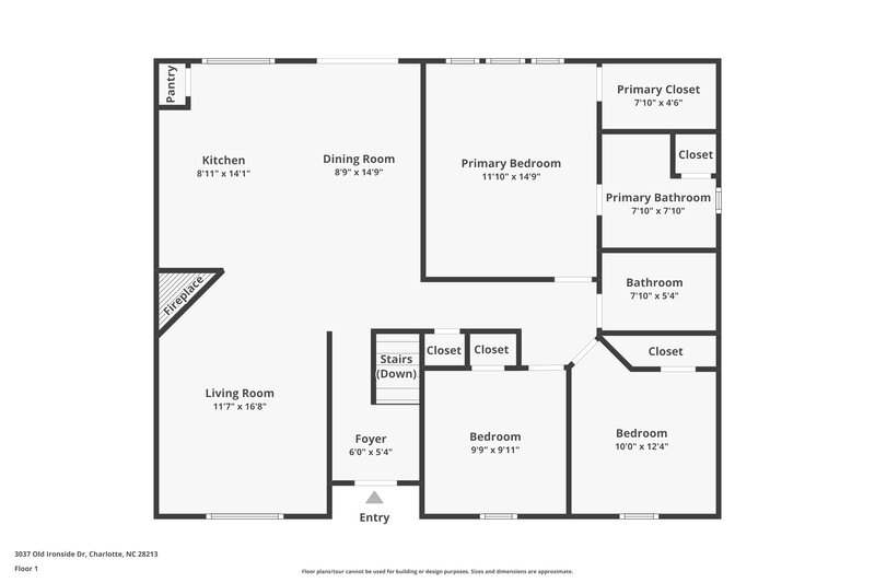 2,250/Mo, 3037 Old Ironside Drive Charlotte, NC 28213 Floor Plan View 2