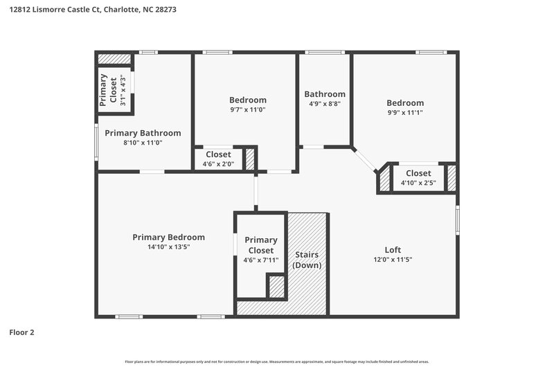2,060/Mo, 12812 Lismorre Castle Court Charlotte, NC 28273 Floor Plan View 2