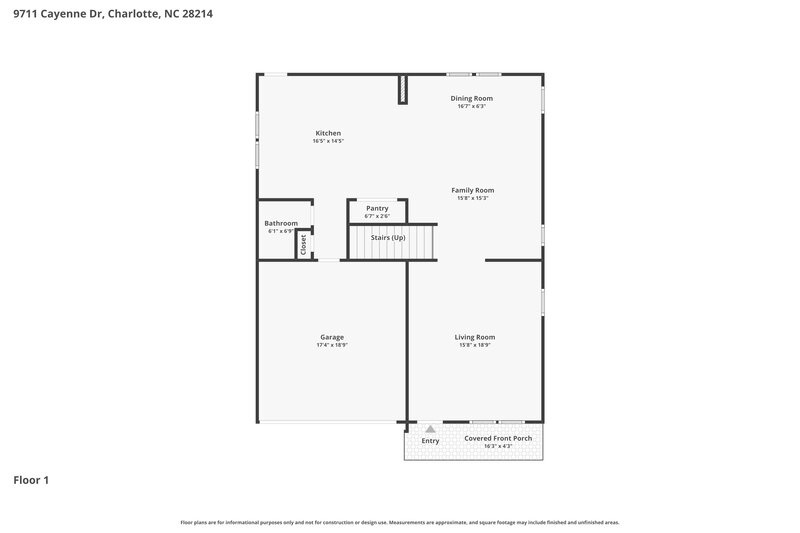 2,545/Mo, 9711 Cayenne Drive Charlotte, NC 28214 Floor Plan View