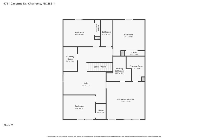 2,545/Mo, 9711 Cayenne Drive Charlotte, NC 28214 Floor Plan View 2