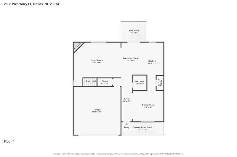 1,940/Mo, 2836 Westbury Court Dallas, NC 28034 Floor Plan View