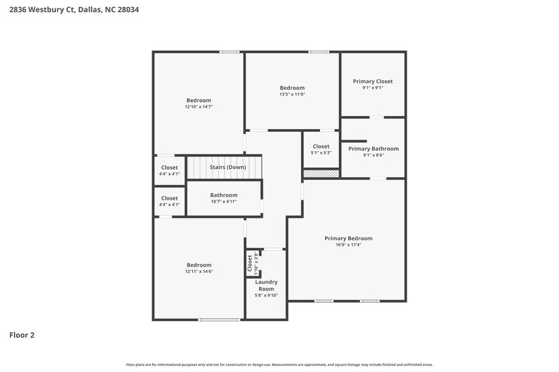 1,940/Mo, 2836 Westbury Court Dallas, NC 28034 Floor Plan View 2