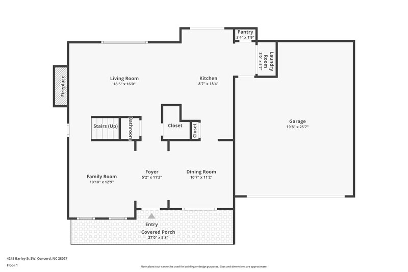 1,980/Mo, 4245 Barley Street SW Concord, NC 28027 Floor Plan View