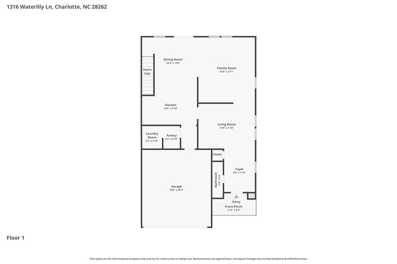2,140/Mo, 1316 Waterlily Lane Charlotte, NC 28262 Floor Plan View