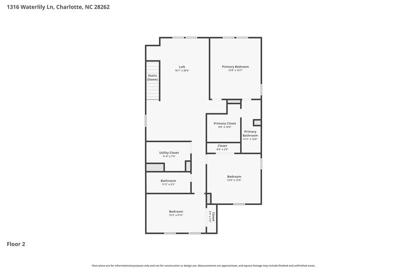 2,140/Mo, 1316 Waterlily Lane Charlotte, NC 28262 Floor Plan View 2