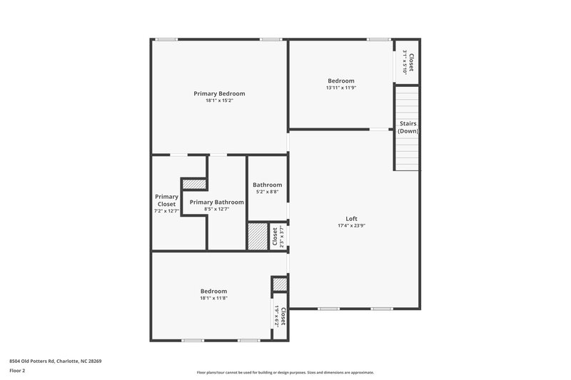 1,845/Mo, 8504 Old Potters Road Charlotte, NC 28269 Floor Plan View 2