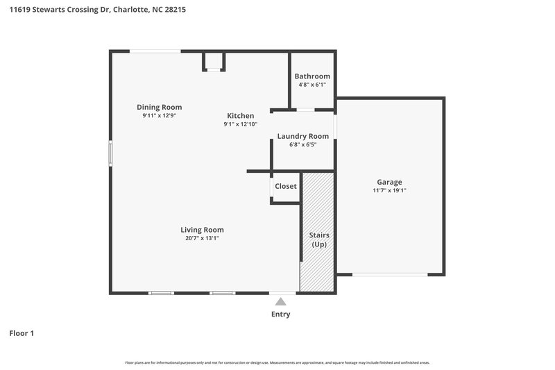 1,875/Mo, 11619 Stewarts Crossing Dr Charlotte, NC 28215 Floor Plan View