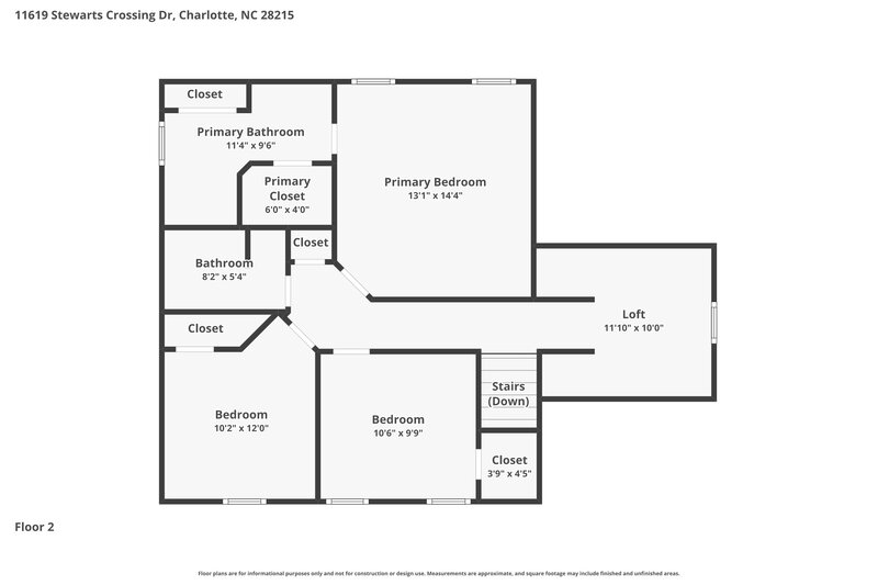 1,875/Mo, 11619 Stewarts Crossing Dr Charlotte, NC 28215 Floor Plan View 2