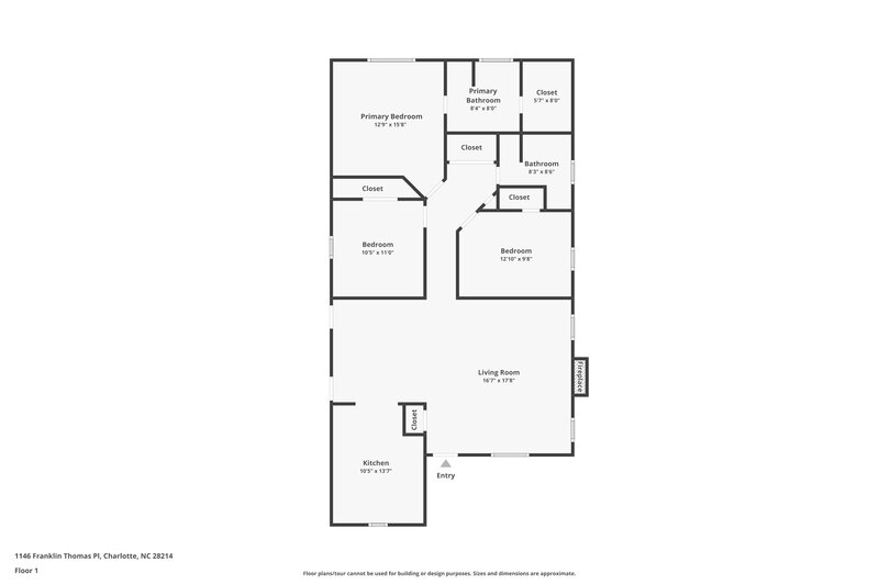 2,025/Mo, 1146 Franklin Thomas Place Charlotte, NC 28214 Floor Plan View