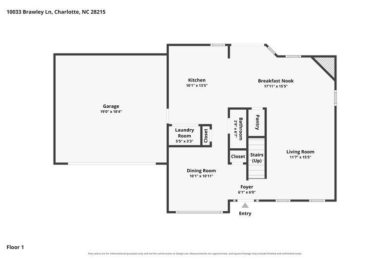 2,075/Mo, 10033 Brawley Ln Charlotte, NC 28215 Floor Plan View