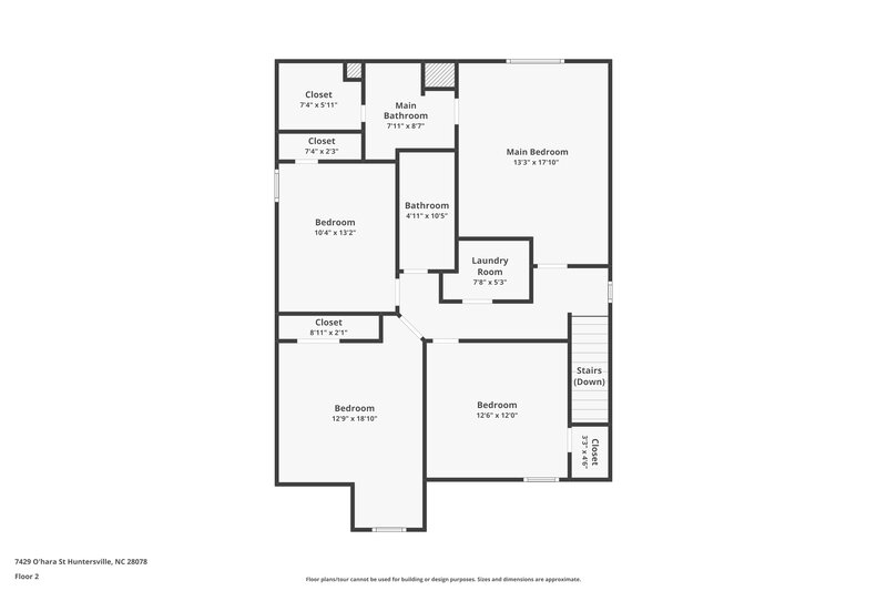 2,550/Mo, 7429 O'Hara St Huntersville, NC 28078 Floorplan View 2