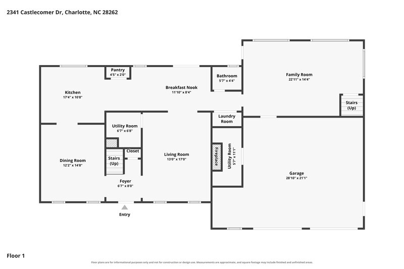 2,410/Mo, 2341 Castlecomer Drive Charlotte, NC 28262 Floor Plan View 2