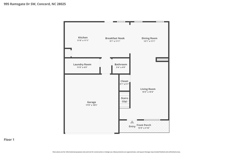 1,995/Mo, 995 Ramsgate Drive Concord, NC 28025 Floor Plan View