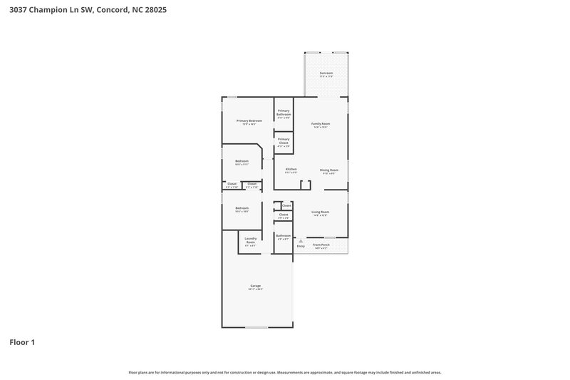 1,855/Mo, 3037 Champion Ln SW Concord, NC 28025 Floor Plan View