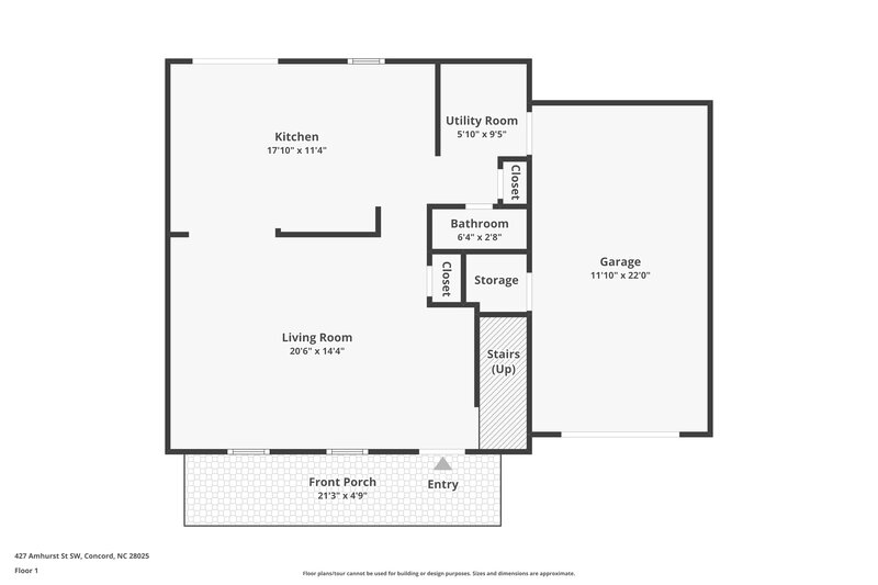 1,865/Mo, 427 Amhurst St SW Concord, NC 28025 Floor Plan View