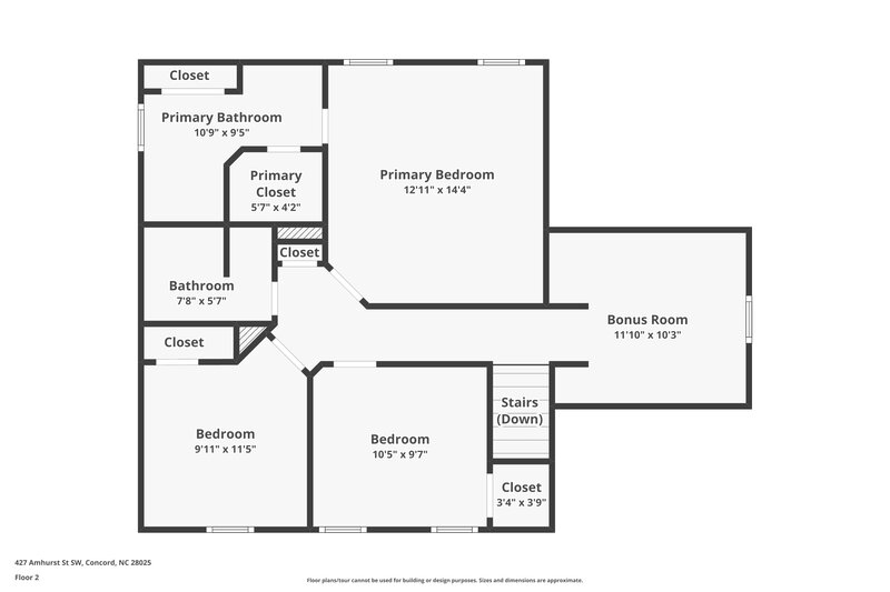 1,865/Mo, 427 Amhurst St SW Concord, NC 28025 Floor Plan View 2