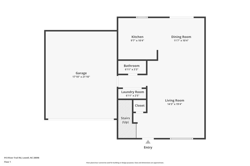 1,775/Mo, 913 River Trail Road Lowell, NC 28098 Floor Plan View