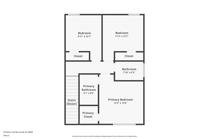 1,775/Mo, 913 River Trail Road Lowell, NC 28098 Floor Plan View 2