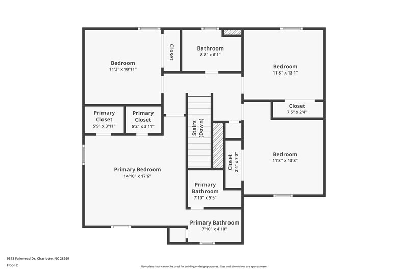 2,245/Mo, 9313 Fairmead Dr Charlotte, NC 28269 Floorplan View 2