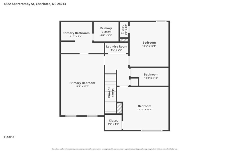 2,780/Mo, 4822 Abercromby Street Charlotte, NC 28213 Floor Plan View 2