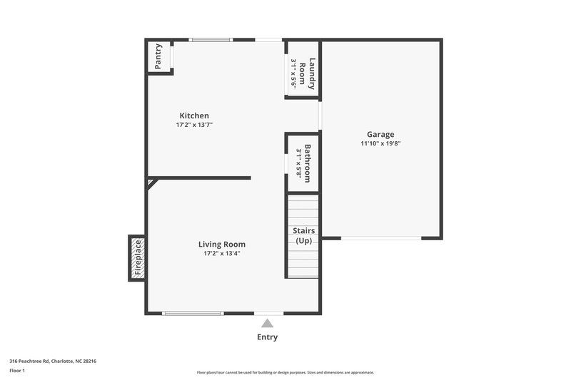 1,725/Mo, 316 Peachtree Rd Charlotte, NC 28216 Floor Plan View 2