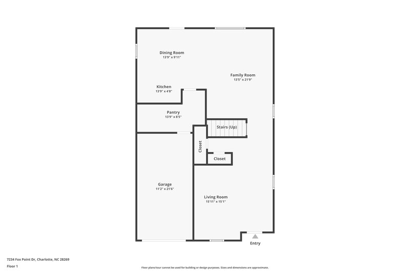 1,825/Mo, 7234 Fox Point Dr Charlotte, NC 28269 Floor Plan View