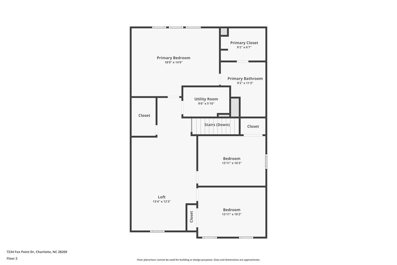 1,825/Mo, 7234 Fox Point Dr Charlotte, NC 28269 Floor Plan View 2