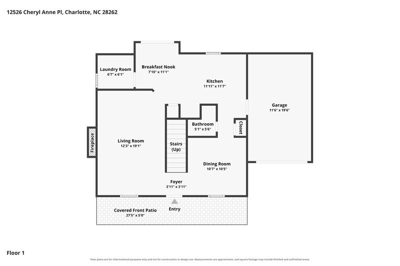 1,985/Mo, 12526 Cheryl Anne Pl Charlotte, NC 28262 Floor Plan View