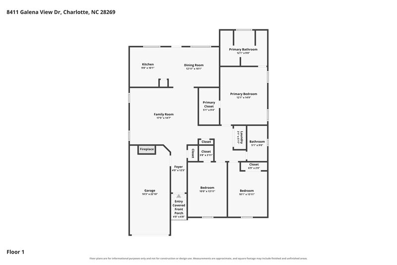 1,915/Mo, 8411 Galena View Dr Charlotte, NC 28269 Floor Plan View