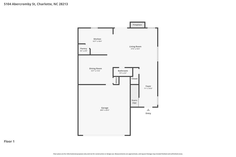 2,115/Mo, 5104 Abercromby St Charlotte, NC 28213 Floor Plan View