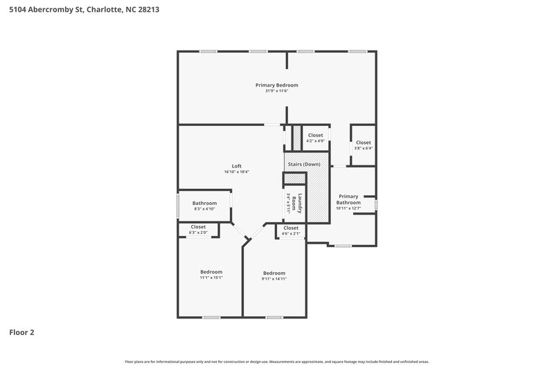 2,115/Mo, 5104 Abercromby St Charlotte, NC 28213 Floor Plan View 2