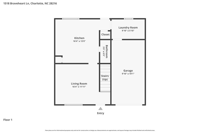 1,825/Mo, 1518 Braveheart Ln Charlotte, NC 28216 Floor Plan View