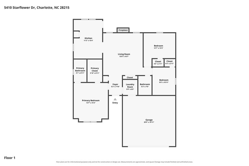 2,390/Mo, 5410 Starflower Dr Charlotte, NC 28215 Floorplan View