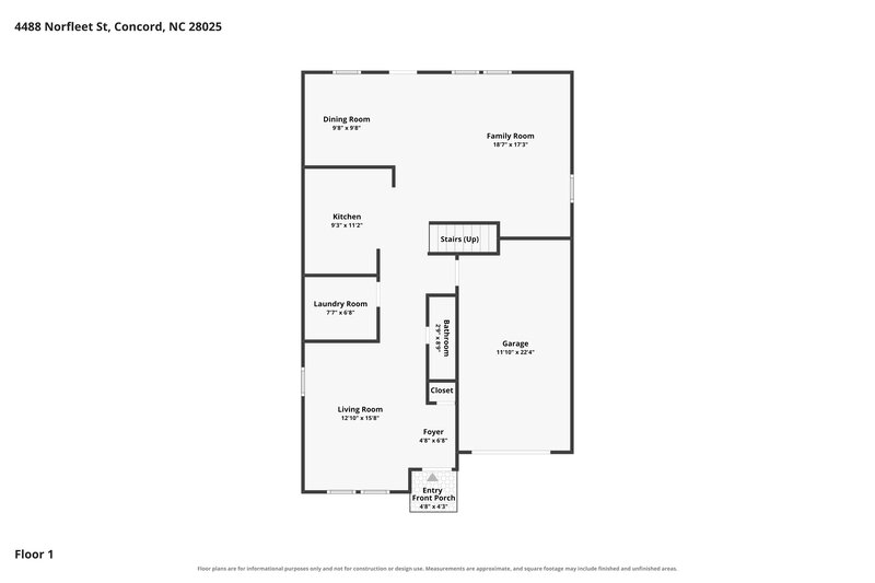 2,045/Mo, 4488 Norfleet St Concord, NC 28025 Floor Plan View