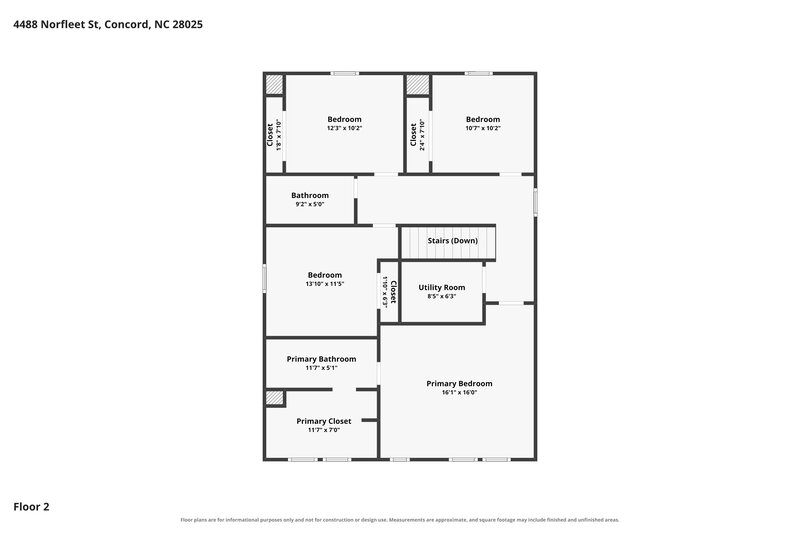2,045/Mo, 4488 Norfleet St Concord, NC 28025 Floor Plan View 2