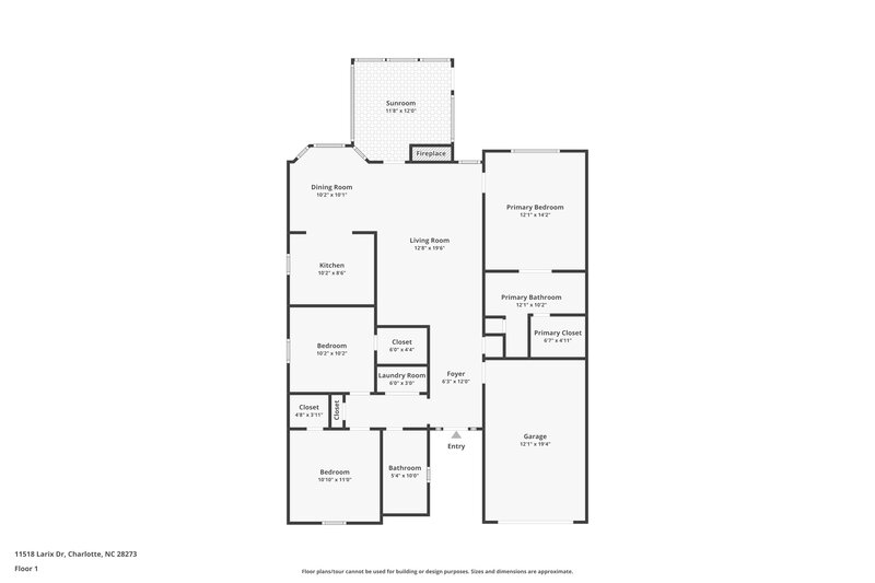 1,885/Mo, 11518 Larix Dr Charlotte, NC 28273 Floor Plan View