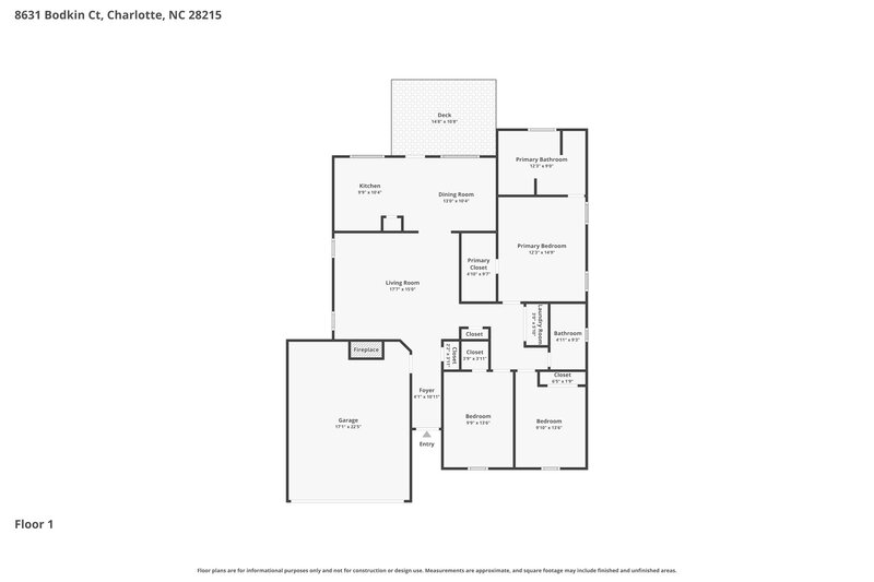 1,960/Mo, 8631 Bodkin Ct Charlotte, NC 28215 Floor Plan View