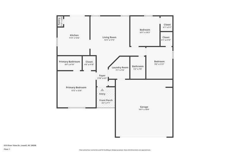 1,735/Mo, 515 River View Dr Lowell, NC 28098 Floor Plan View