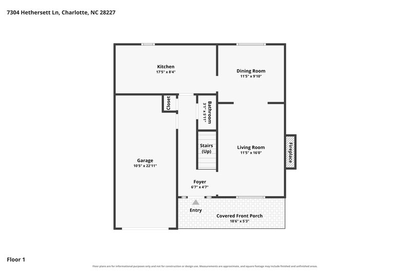1,985/Mo, 7304 Hethersett Ln Charlotte, NC 28227 Floor Plan View