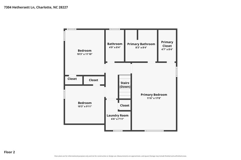 1,985/Mo, 7304 Hethersett Ln Charlotte, NC 28227 Floor Plan View 2