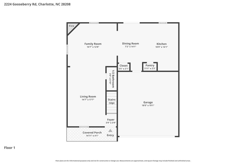 2,135/Mo, 2224 Gooseberry Road Charlotte, NC 28208 Floor Plan View