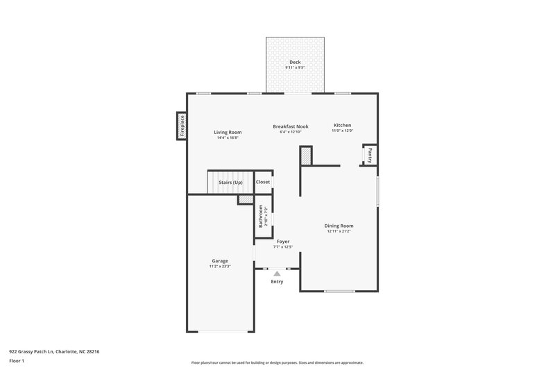 1,840/Mo, 922 Grassy Patch Ln Charlotte, NC 28216 Floor Plan View