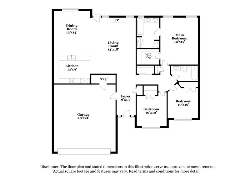 1,875/Mo, 1210 Piney Church Rd Concord, NC 28025 Floorplan View