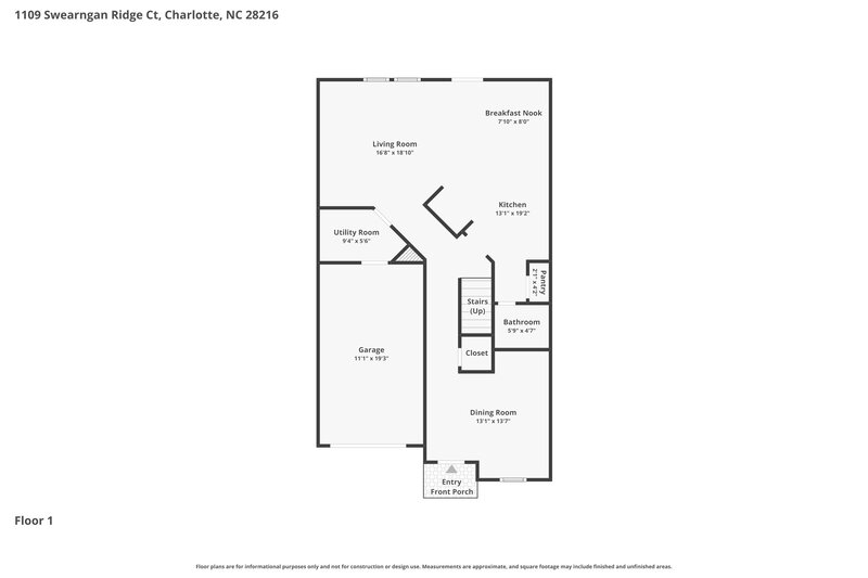1,865/Mo, 1109 Swearngan Ridge Ct Charlotte, NC 28216 Floor Plan View