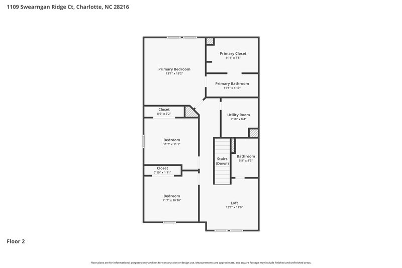 1,865/Mo, 1109 Swearngan Ridge Ct Charlotte, NC 28216 Floor Plan View 2