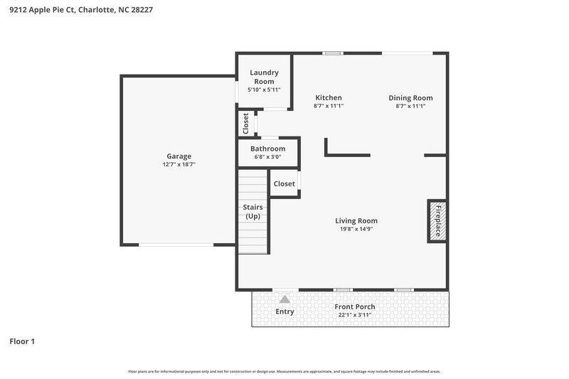 2,000/Mo, 9212 Apple Pie Ct Charlotte, NC 28227 Floorplan View