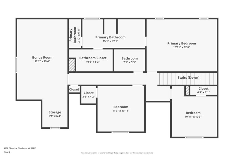 2,475/Mo, 1938 Olsen Ln Charlotte, NC 28213 Floorplan View 2