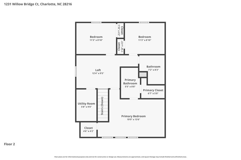 2,035/Mo, 1231 Willow Bridge Ct Charlotte, NC 28216 Floor Plan View 2